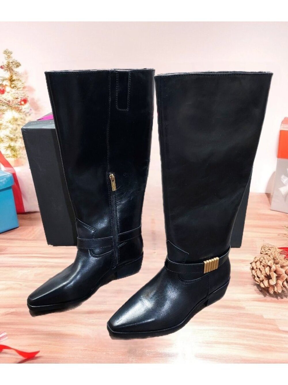 Vince Camuto Melise Extra Wide Calf Black Leather Knee High Boots Size 6.5 W NWT - Picture 3 of 9
